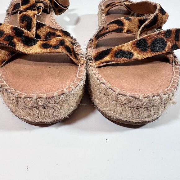 🤎 Madewell Malia Espadrille Leather Upper Calf Hair Leopard Sandals size 9.5 - Picture 7 of 8